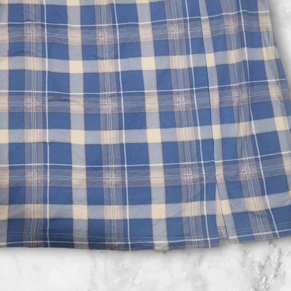 Nwot Just Polly Plaid Mini Skirt With Front Slit Elastic Waist #123 - Picture 2 of 3